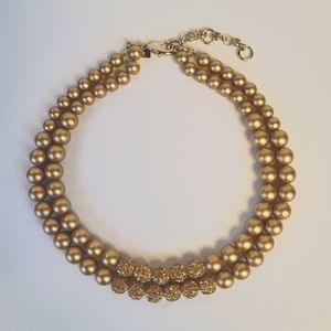 Banana Republic Chunky Gold Pearl Double String Statement Necklace